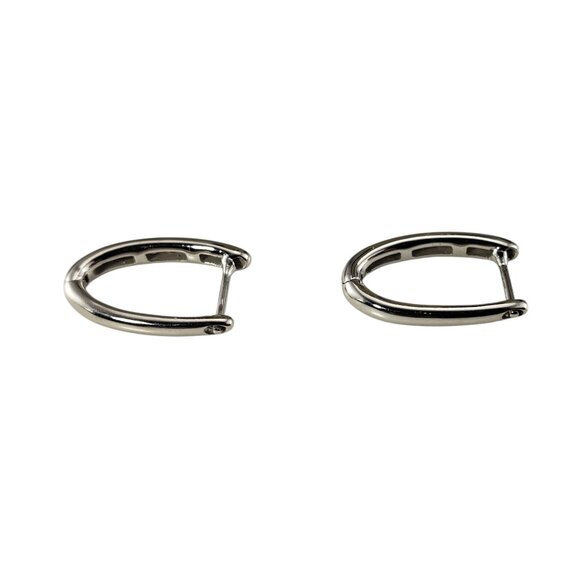 14 Karat White Gold Diamond Oval Hoop Earrings #19435 - Picture 4 of 8